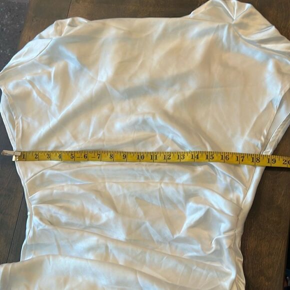 Gmettory Satin Cap Sleeve Ruched Back Dresses Elegant Ruched Waist Midi Dress - Picture 10 of 13